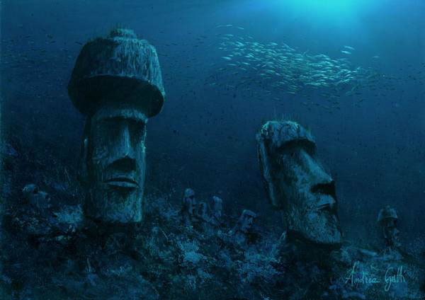 sea paint wreck world sunk ruins underwater Cities fishes marine landascape fantasy Scifi