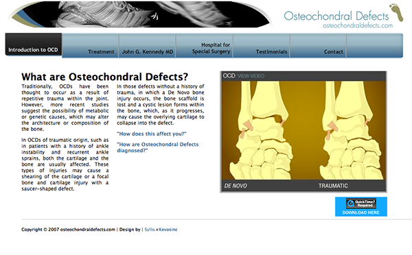 Website osteochondral defects doctor site