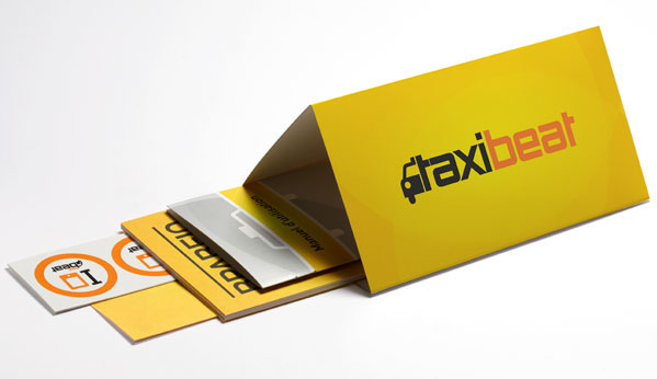 taxi taxibeat kit packaging manual letterhead yellow triangle award sticker love mobile app application 