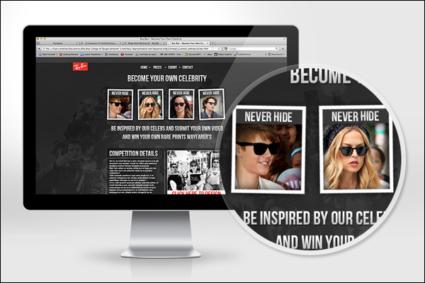 ray ban wayfarer become your own Celebrity andrew cunneen billy blue college Project microsite