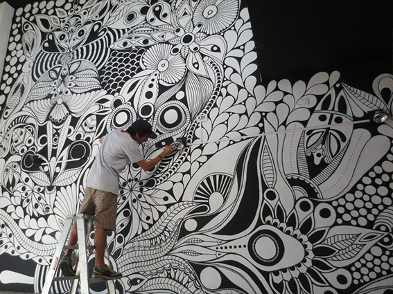 handmade Posca walls Murals uniPosca mariano padilla Marker paint marker improvise