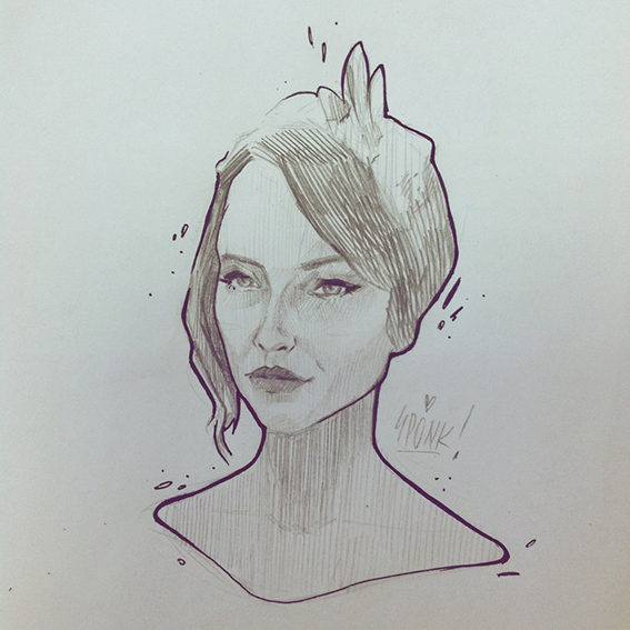 art ink pencil portrait face girl sketch