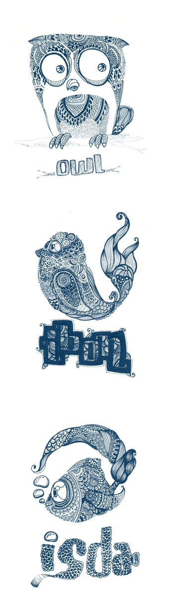 pen ink pen and ink line art owl bird fish mehndi tattoo missjosh josh galvez