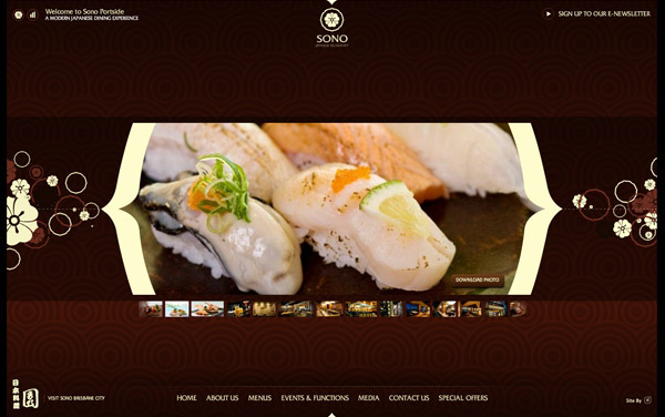SONO Sono Restaurant Brisbane Australia Flash Website japanese restaurant