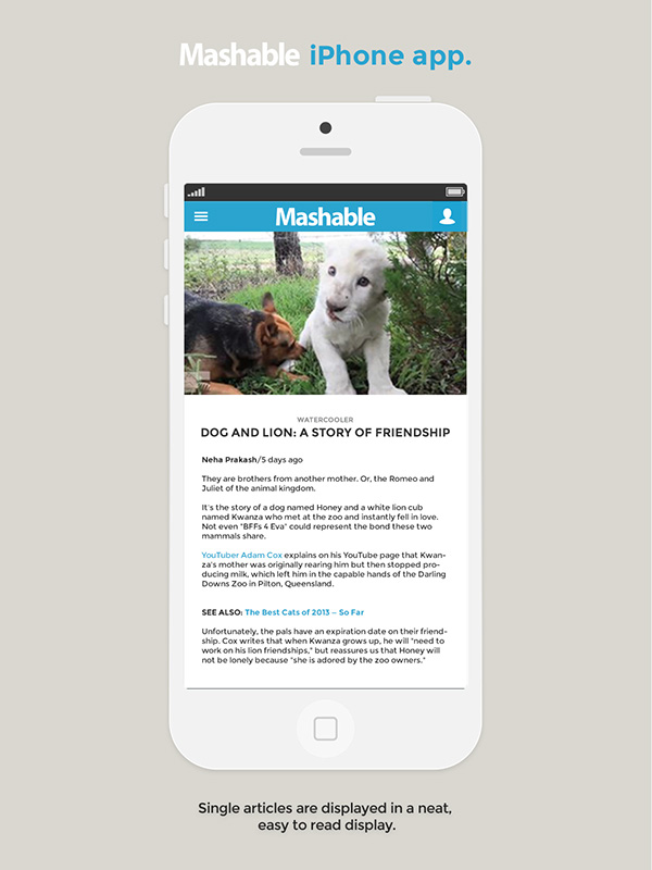 ios iphone fictional redesign Mashable mobile app