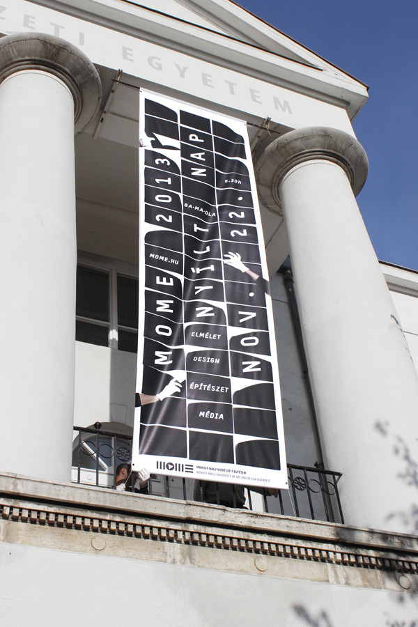 mome Moholy-Nagy Univerity Open Day nyílt nap identity wayfinding campaign brochure blackandwhite banner