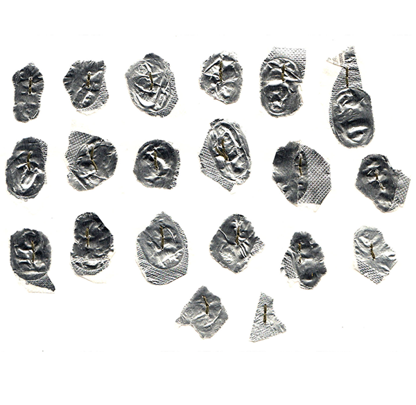 PAOM printalloverme repeating pattern surface design foil rain silver metallic texture