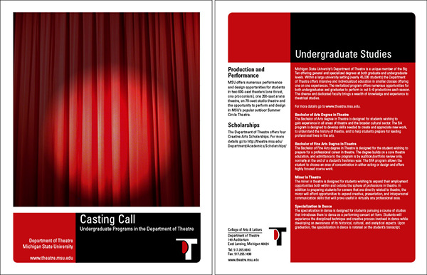 Michigan State department Theatre graduate studies Undergraduate Layout student acting