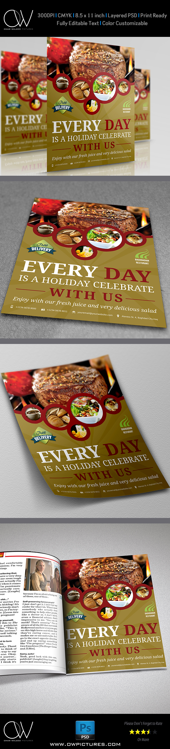 Restaurant Flyer Template Vol.4 restaurant flyer burger meal steak flyer template FREE flyer