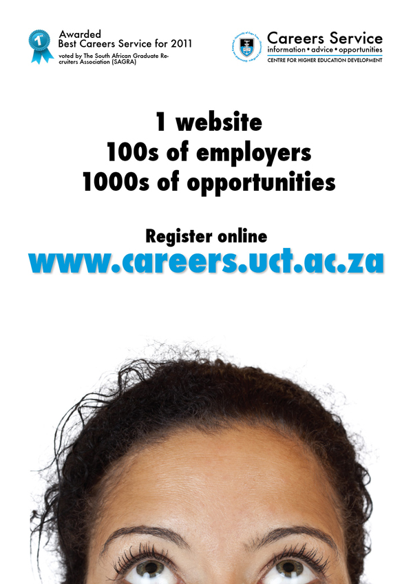 Poster and digital adverts: Careers Service - UCT