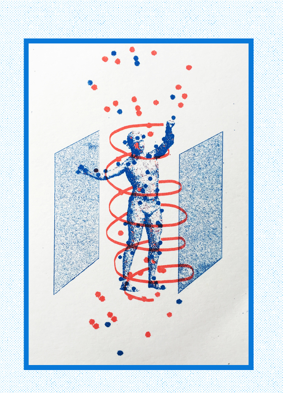 Riso Riso Print Risographie graphisme graphic design+riso print affiche flyer bleu rouge impression sérigraphie silkscreen art print nautilus