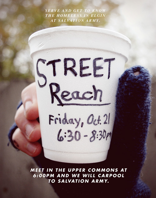 street reach poster homeless Ministry hand cup
