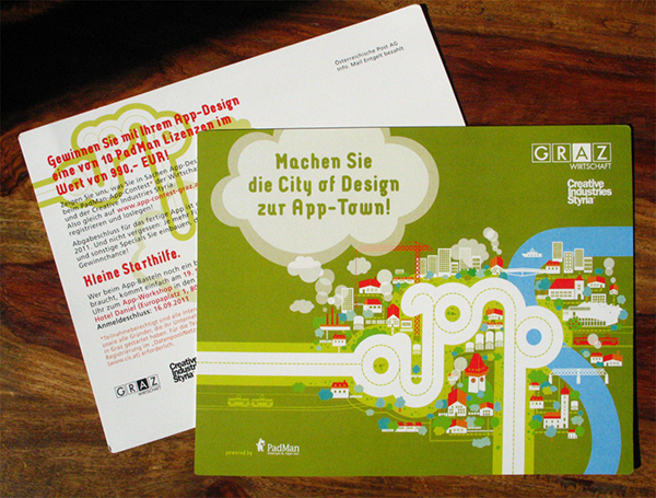 app iPad contest graz Creative Industries Styria Website postcard Invitation padman city town Competition creative