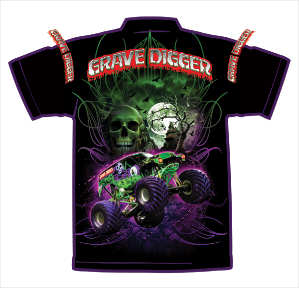 Grave Digger Air Studio Dave Miller Monster Trucks Dye Sublimation apparel race shirts motorsports