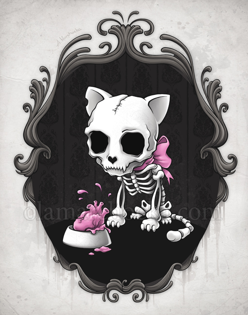 kitty  kitten Cat bunny gas mask skeleton  animal animals goth gothic dark skull zombie