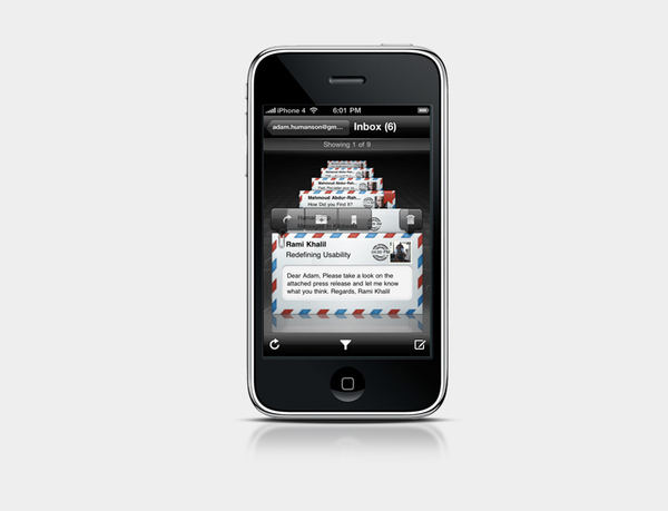 iphone app design user experiance Email Email client UI 3D User Interface Humail Humailapp