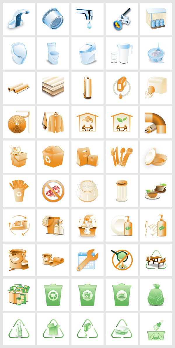 iconography icon pack icon set appliances energy wate waste materials commercial residential