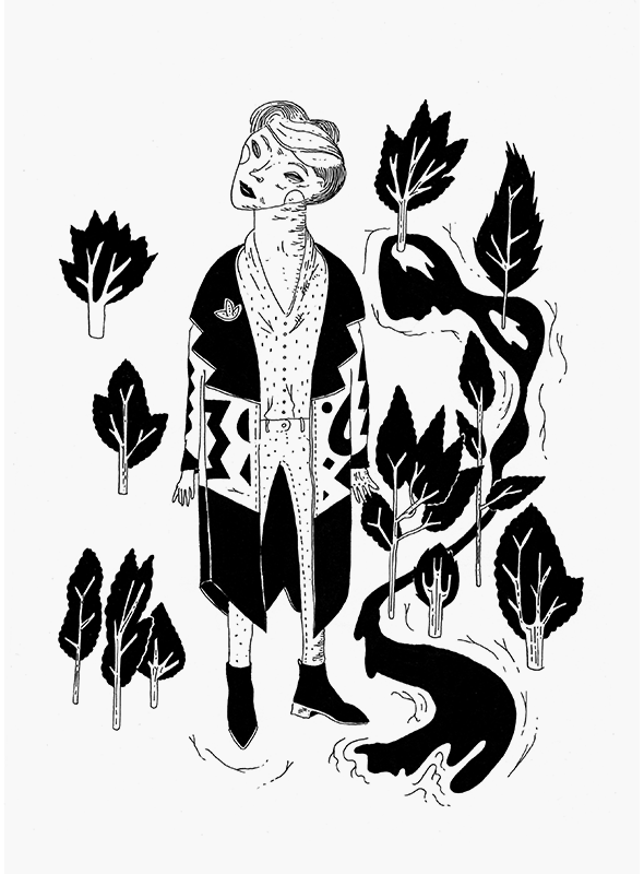 marinamilanovic krznocrneživotinje Poetry  ink wood swamp costume