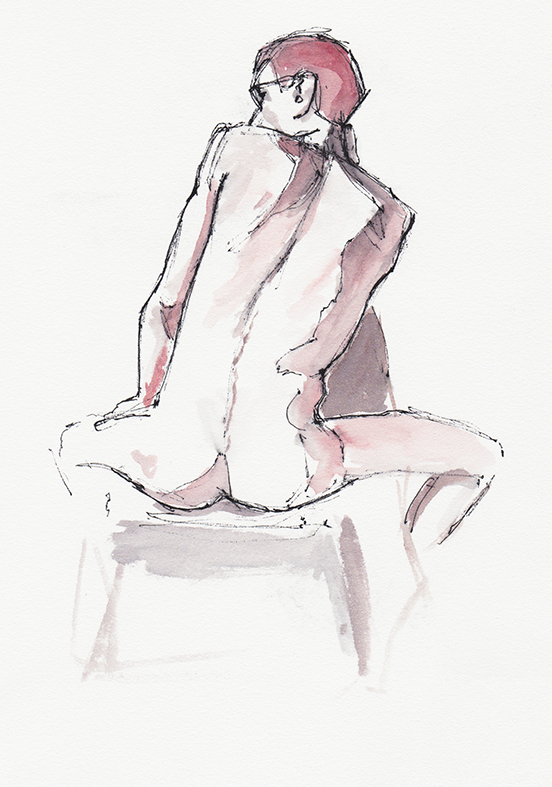arnaud savoy figure sketch naked nude model pastel graphite ink watercolor