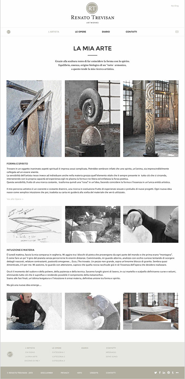 sculpture sculptor art artistic artworks stone Web design Website new minimal glass Venice