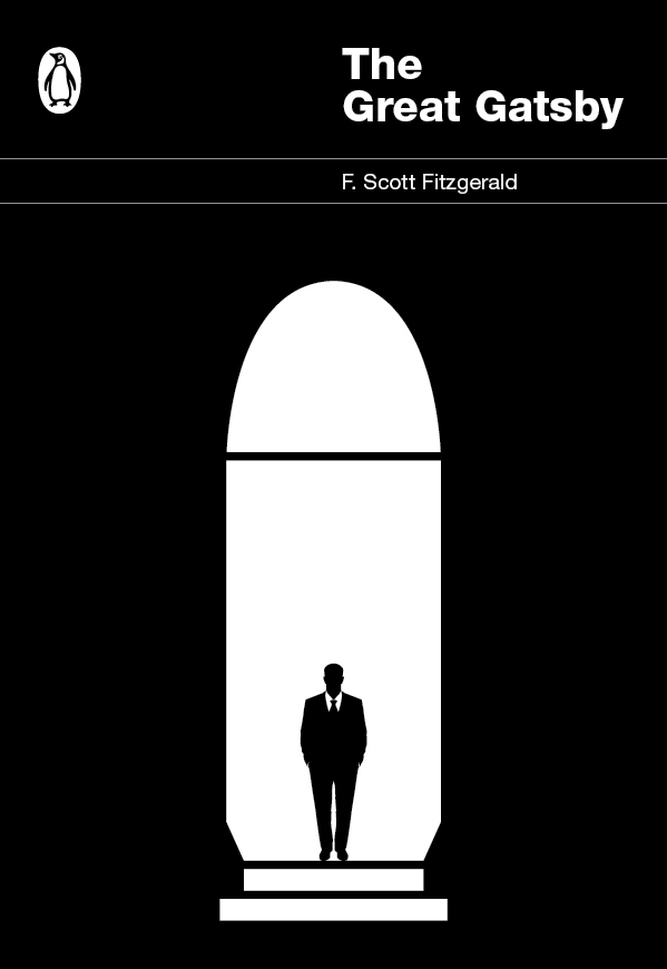 The Great Gatsby F. Scott Fitzgerald Book Cover Design penguin classics jay gatsby minimalist design helvetica conceptual modern classic book cover Stark High Contrast clean
