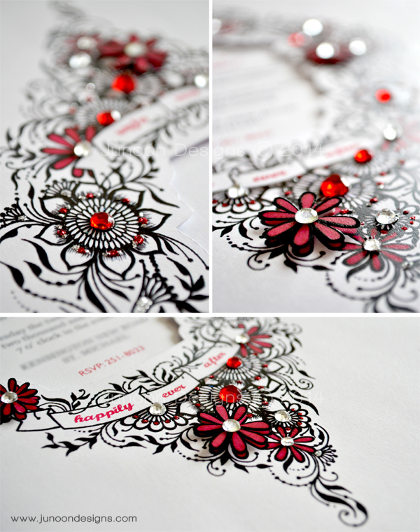 wedding invitation Invitation henna henna inspired emirati inspired junoon designs hand drawn ink floral Flowers flourishes hand made