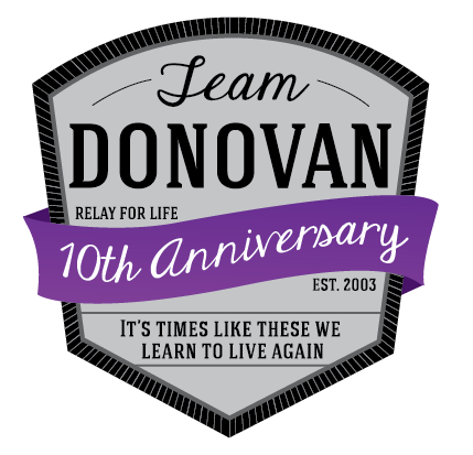 relay for life  team donovan cancer  Purple logo  branding badge