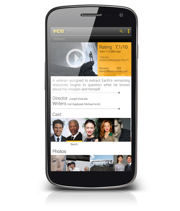 concept design Interface mobile UI imdb android