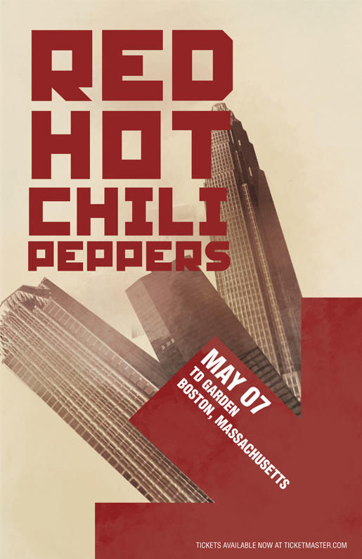 concert poster red hot chili constructivist era red  Hot  chili peppers orlando florida boston Washington constructivist