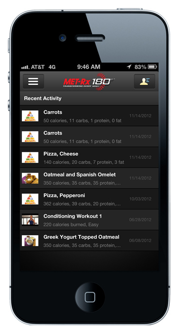 MetRX 180 Smartphone app fitness