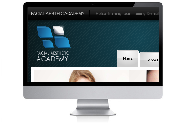 facial aesthetic academy school training Cosmetic Web Website Webdesign blue black modern design