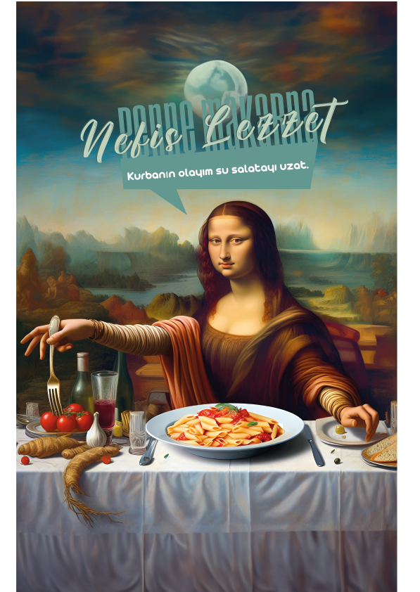 penne monaliza Afiş sanat portre yemek inovasyon İtalyan Mutfağı kultur yaratıcılık 