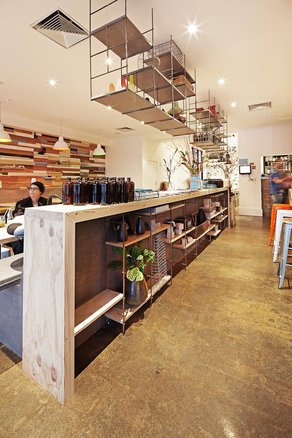 cafe Hospitality Melbourne Coffee bar design colour artist Cafe design RECYCLED natural finishes
