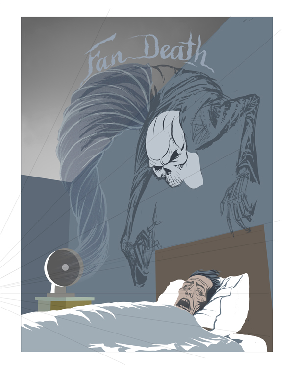 art of superstition illustrators ireland itsdod Damian O Donohue dod fan death print demon skull skeleton superstition IGI digital swirl Twisting