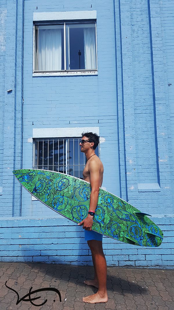 painted surf art creative painting acrylic markers surfing Bondi Australia