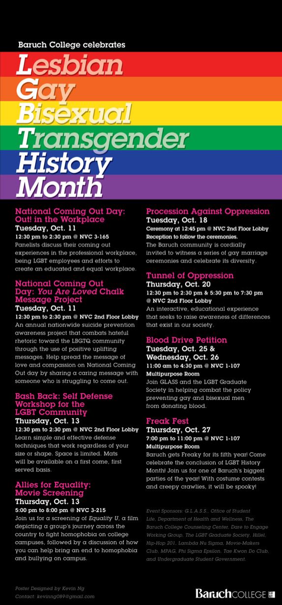 LGBT History Month LGBT Baruch College posters brochures