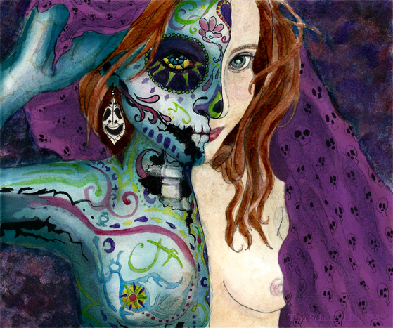 de los muertos Halloween skull pattern woman personal project self portrait autumn dark fantasy
