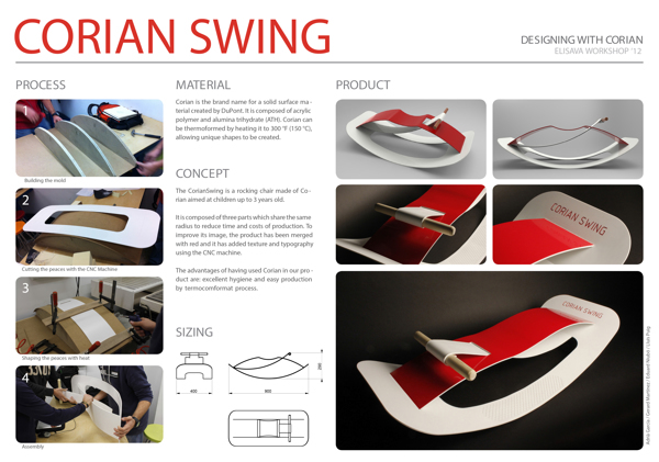 corian CORIAN SWING dupont swing furniture design Workshop creative