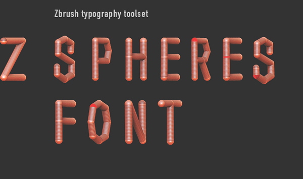 Z Brush 3D lettering sculpture moddeling z spheres glyph toolset font free letter Character Cyrillic BHSAD Latin