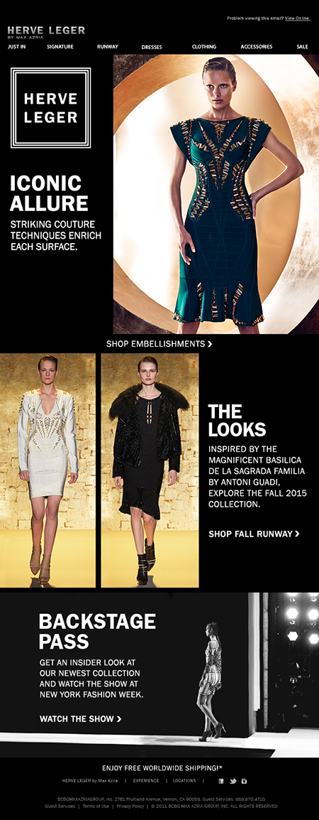 emails Email runway Fall ad campaign