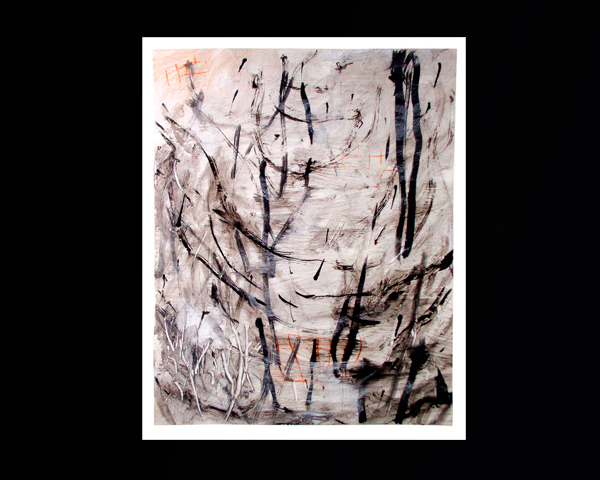 abstract tim prough series ink conte gesso Gel Medium water paper methods of communication expressionist