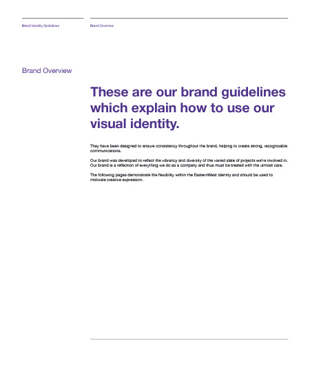 easternwest logo brand guidelines stationary identity business card brand identity symbol Logotype film production logo development purple helvetica