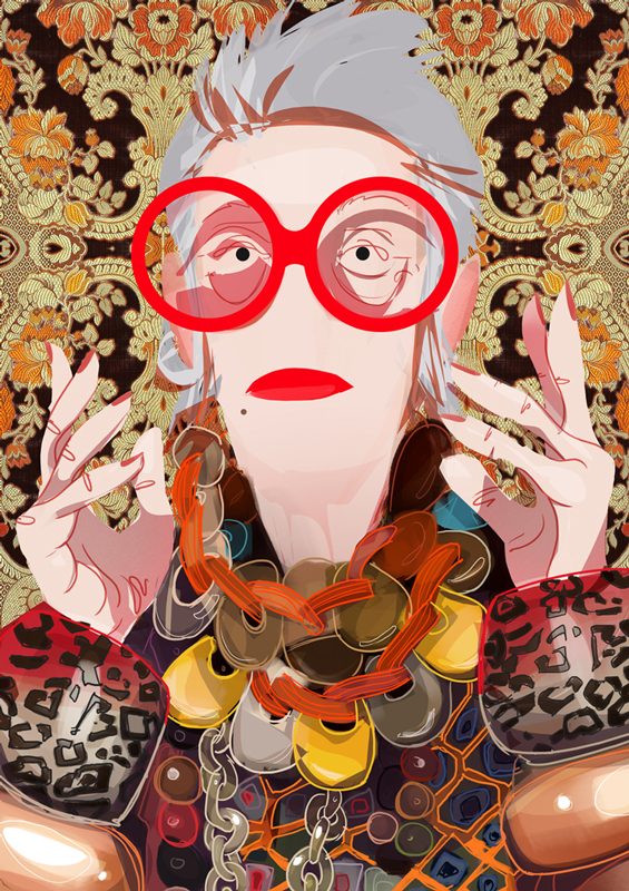 digital ILLUSTRATION  iris Apfel portrait sydney Melbourne ben olive colouful