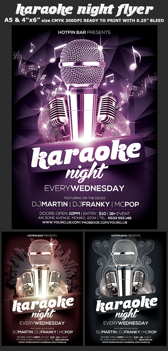 a5 flyer Event flyer glamour karaoke karaoke flyer karaoke night party modern open microphone talent show Promotion live music karaoke party