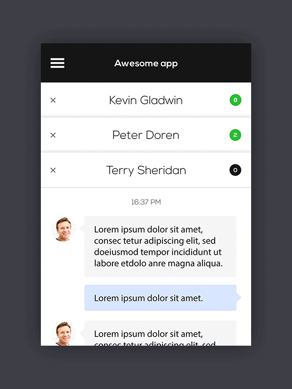 tab navigation ux prototype messenger app idea