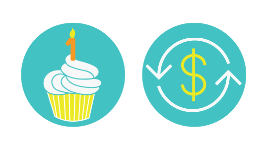 anniversary announcement Email advertisement marketing   Birthday cupcake illustrate cake birthday cake