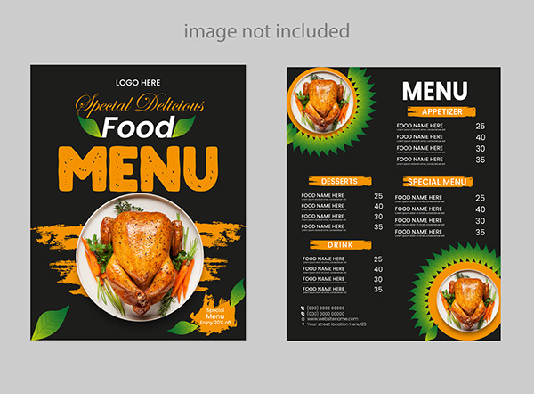 Restaurant food menu design.