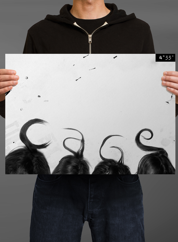 poster design John Cage Composer hair texture
