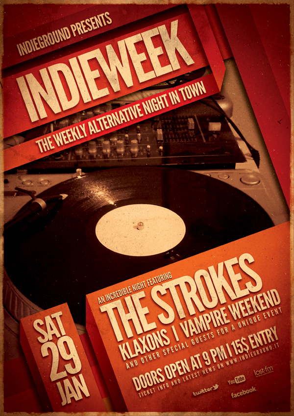 flyer poster template psd gig vintage Retro vinyl concert indie alternative underground festival orange
