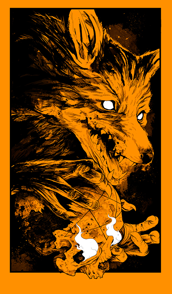 V3ctors Werewolf skull poster djent band concert